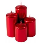   Adventi gyertya henger lépcsős 5x7/8/10/12cm - Metál piros S/4