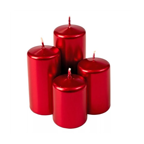 Adventi gyertya henger lépcsős 5x7/8/10/12cm - Metál piros S/4