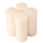   Gyertya henger rusztikus adventi 10x4cm - Gyöngyház fehér S/4