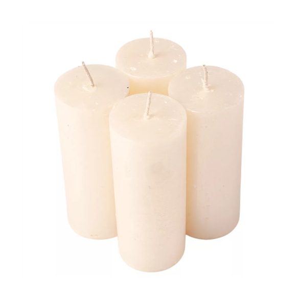 Gyertya henger rusztikus adventi 10x4cm - Gyöngyház fehér S/4