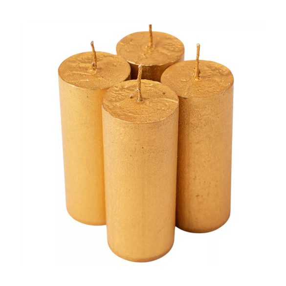 Gyertya henger rusztikus adventi 10x4cm - Metál arany S/4 