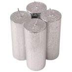 Gyertya henger rusztikus adventi 10x4cm - Metál ezüst S/4
