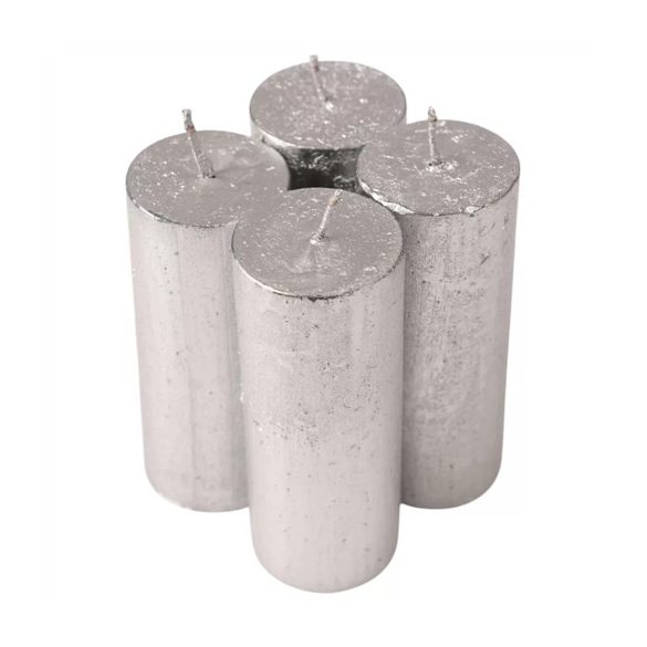 Gyertya henger rusztikus adventi 10x4cm - Metál ezüst S/4