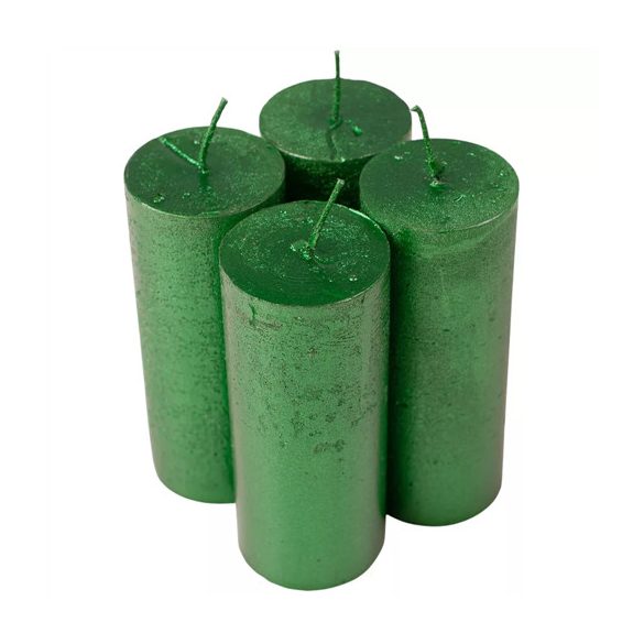 Gyertya henger rusztikus adventi 10x4cm - Metál sötétzöld S/4