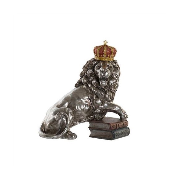 Figura poly oroszlán 42c25c45cm - Ezüst