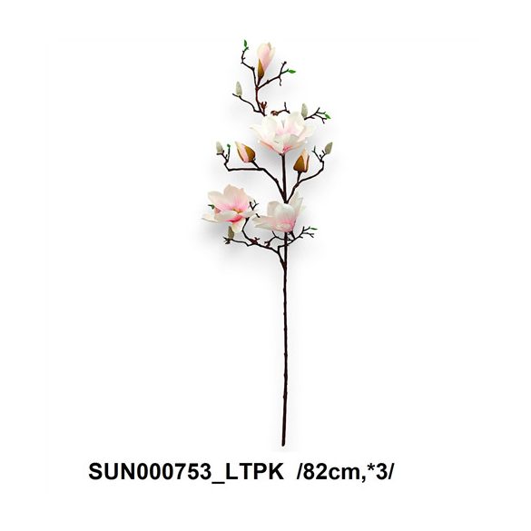 Magnóliaág szálas 3fej + bimbó 82cm - Világos rózsaszín