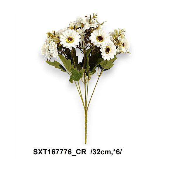 Margarétás csokor kiegészítőkkel 32cm x6 - Krém