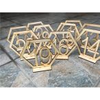 Natúr fa 6 szögletű talpas asztalszám 11-20-ig 14x12 cm