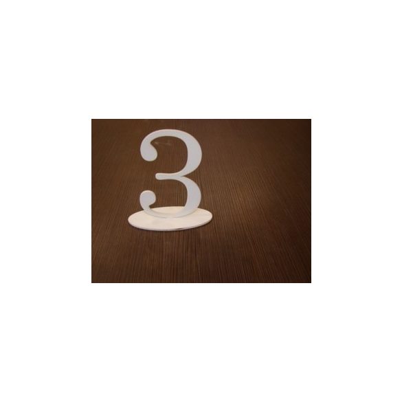Fehér fa asztal szám 3-as 14x15x5,5cm