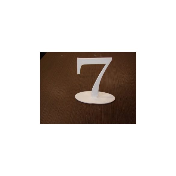 Fehér fa asztal szám 7-es 14x15x5,5cm