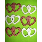 Csillámos fa Dupla szív 6db/csomag 8x6cm
